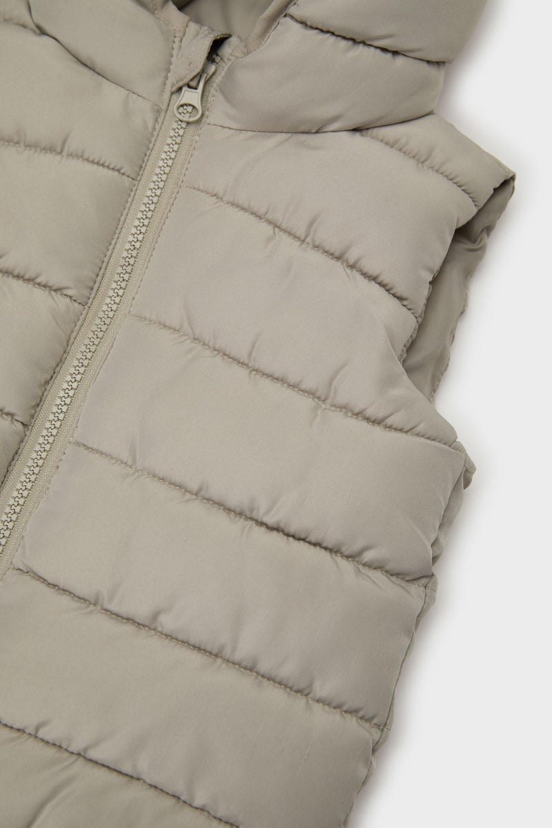 DeFacto Grey BabyBoy Baby Boy Waterproof Hooded Zippered Puffer Vest Casual - Image 3
